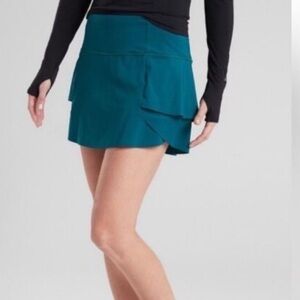 Athleta Momentum Skirt Skort Costal Teal Size Women's XS Ruffle Tennis Athletic